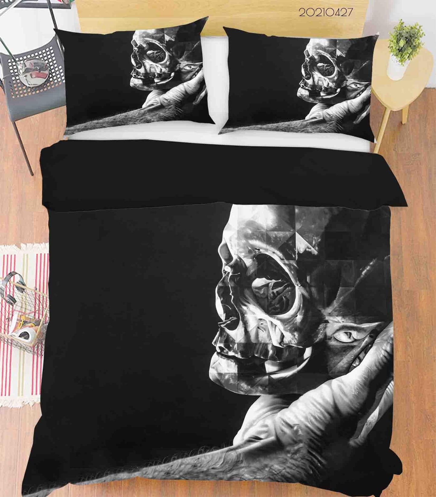 3D Abstract Skull Black Graffiti Quilt Cover Set Bedding Set Duvet Cover Pillowcases 112