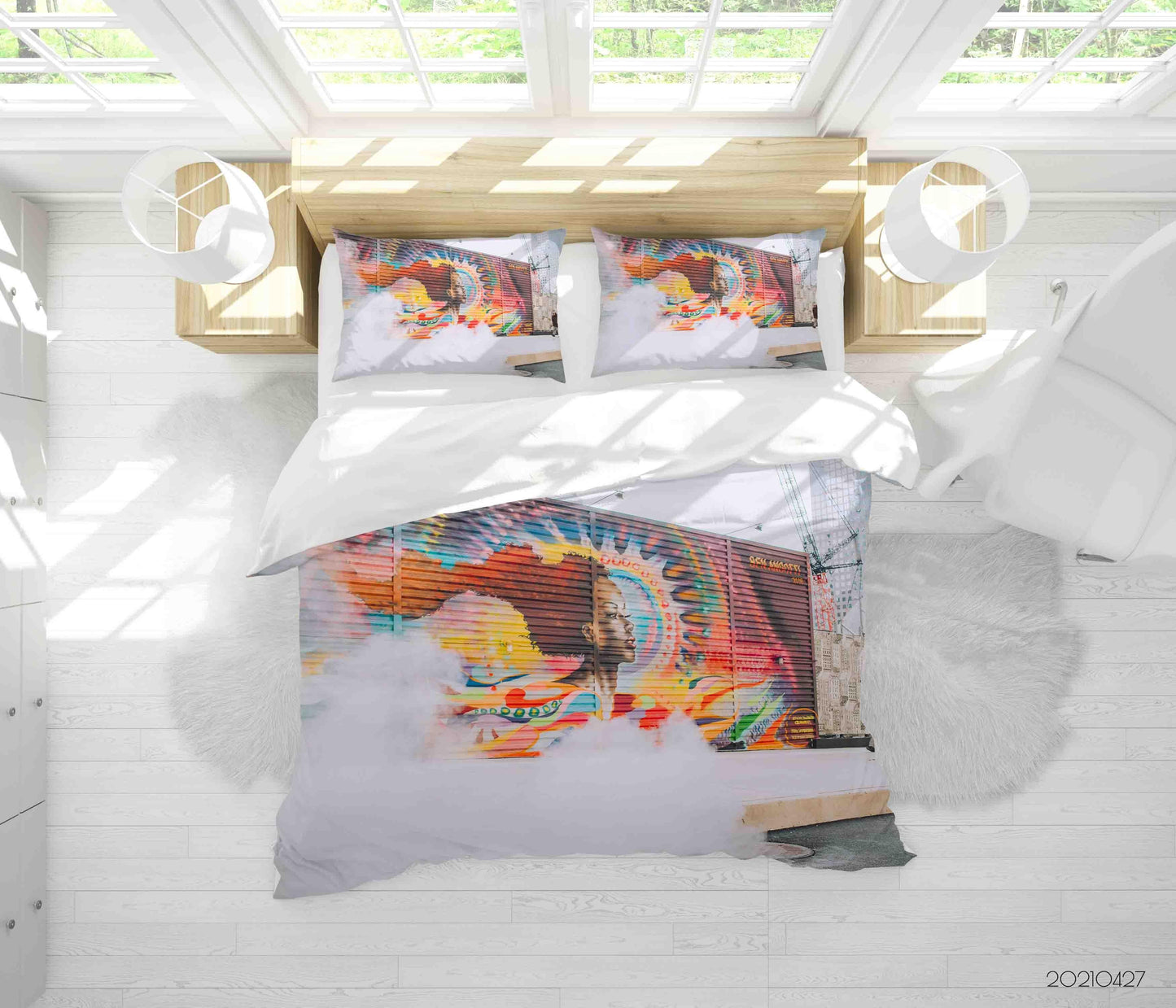 3D Abstract Street Colored Graffiti Quilt Cover Set Bedding Set Duvet Cover Pillowcases 102