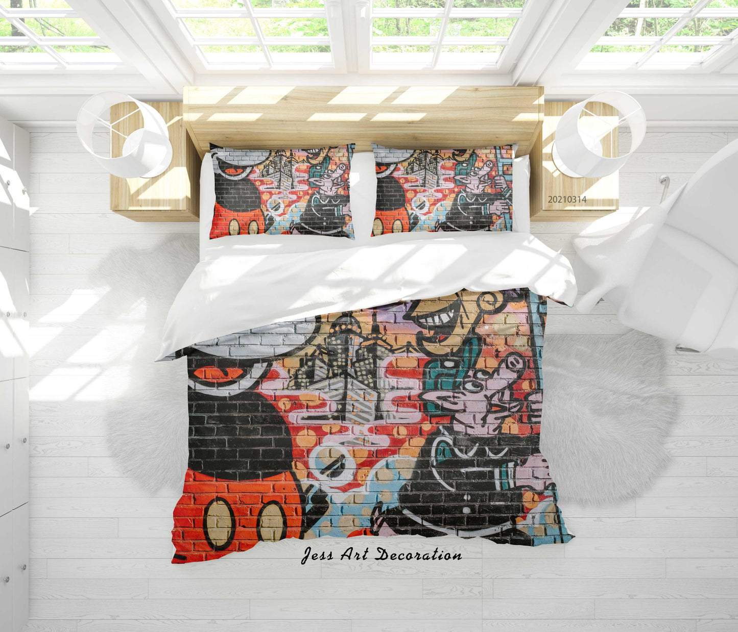 3D Abstract Street Graffiti Artist Works Quilt Cover Set Bedding Set Duvet Cover Pillowcases 113