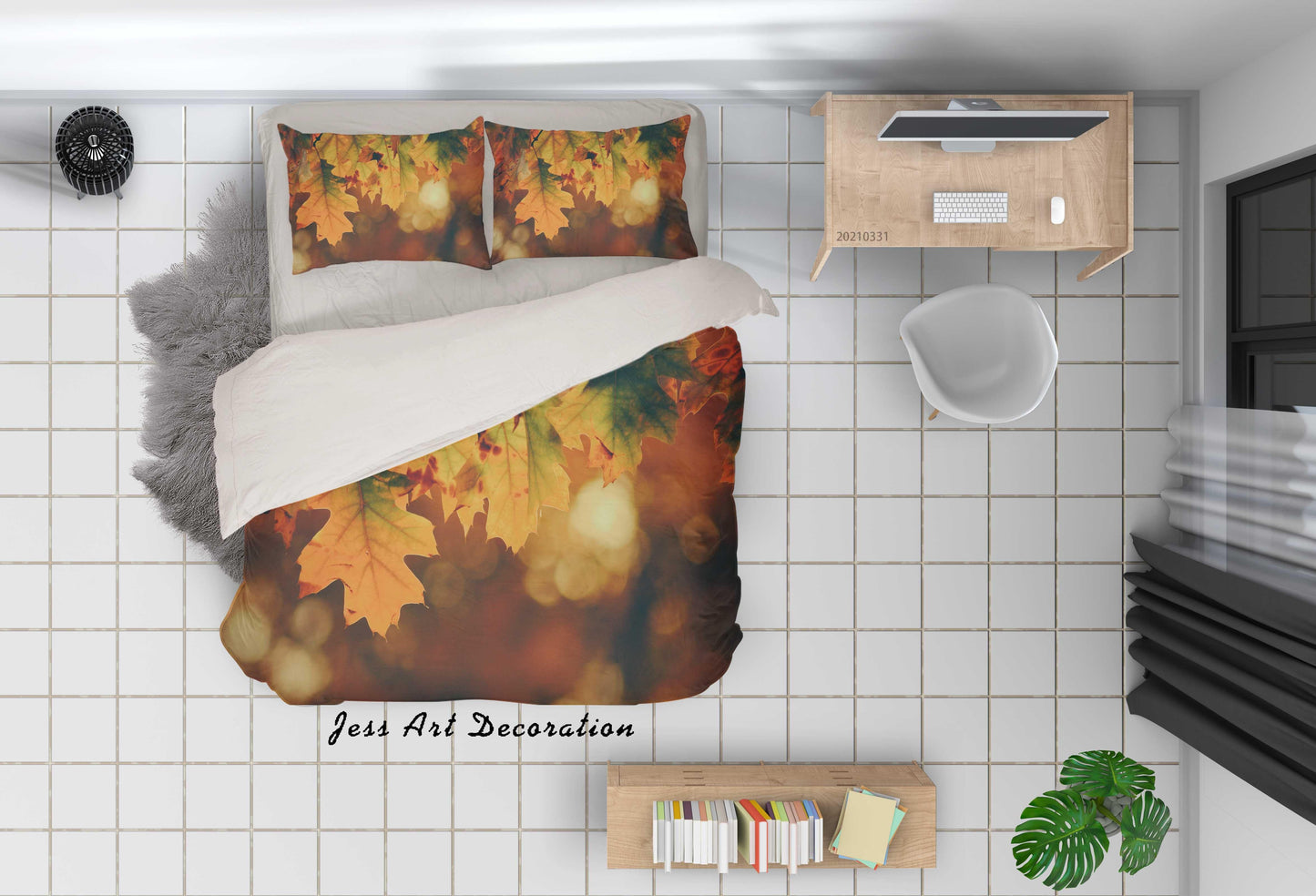 3D Autumn Leaf Landscape Quilt Cover Set Bedding Set Duvet Cover Pillowcases 306
