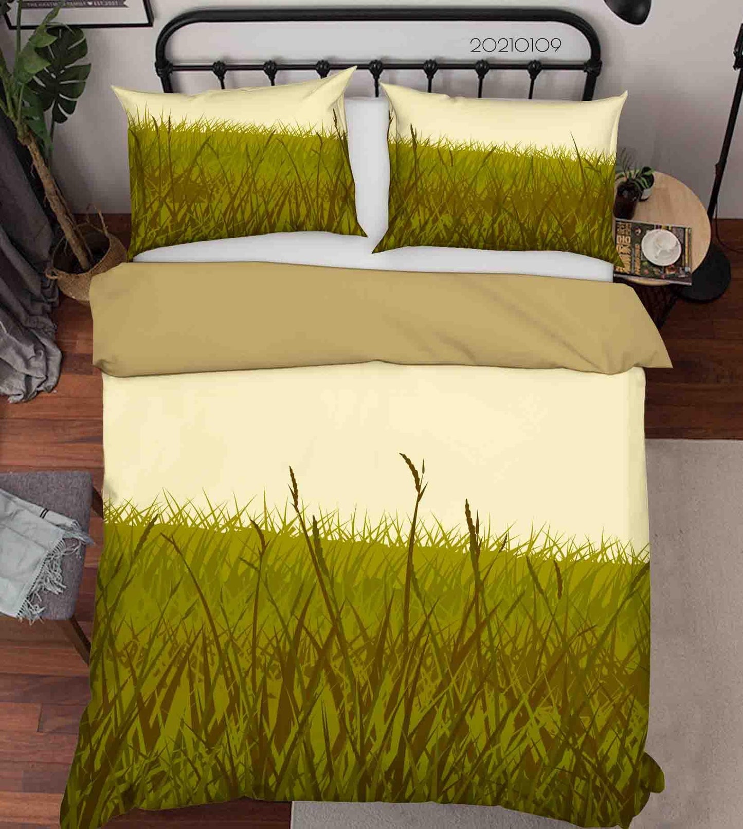 3D Cartoon Green Grass Quilt Cover Set Bedding Set Duvet Cover Pillowcases 40 LQH