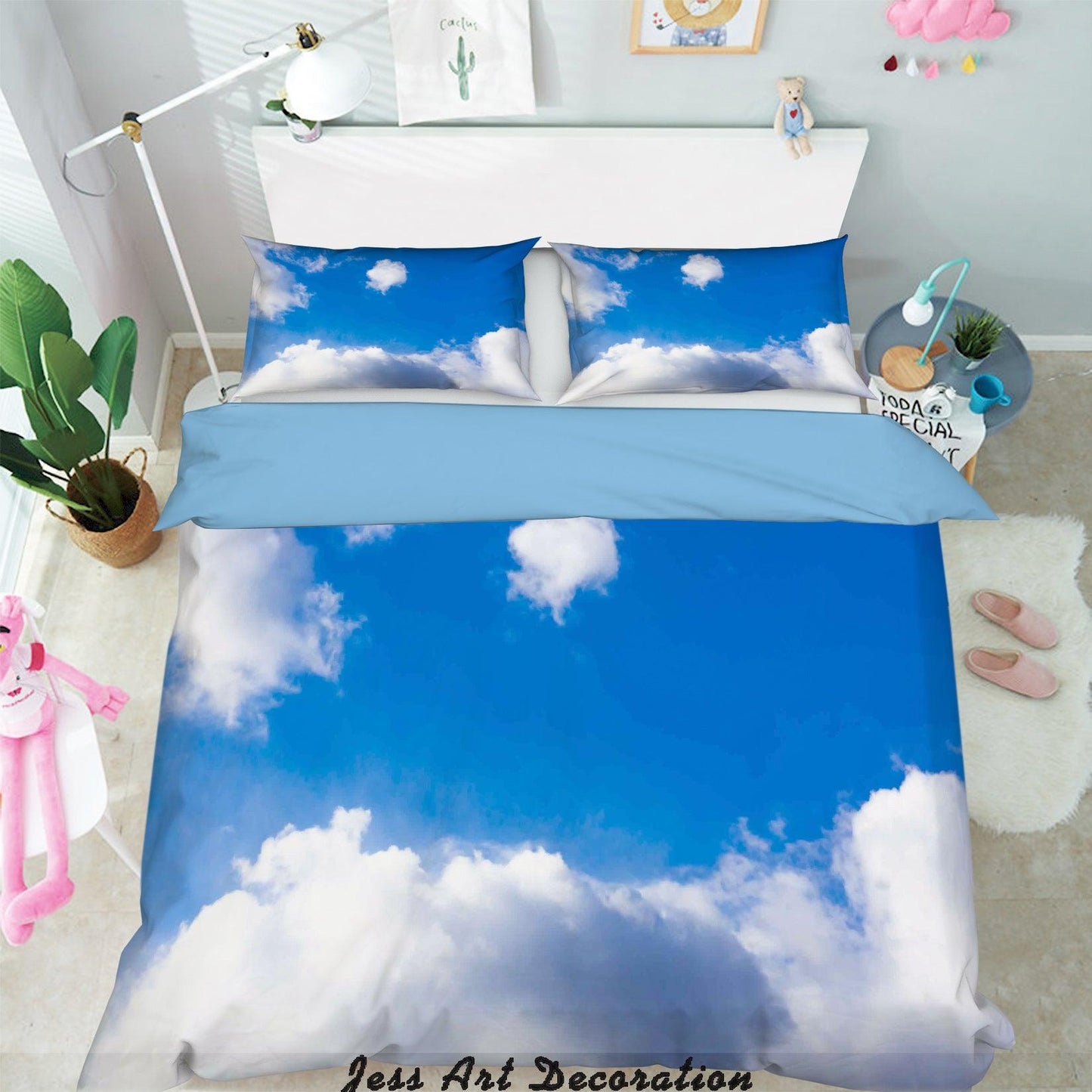 3D Blue Sky White Clouds Quilt Cover Set Bedding Set Pillowcases  10