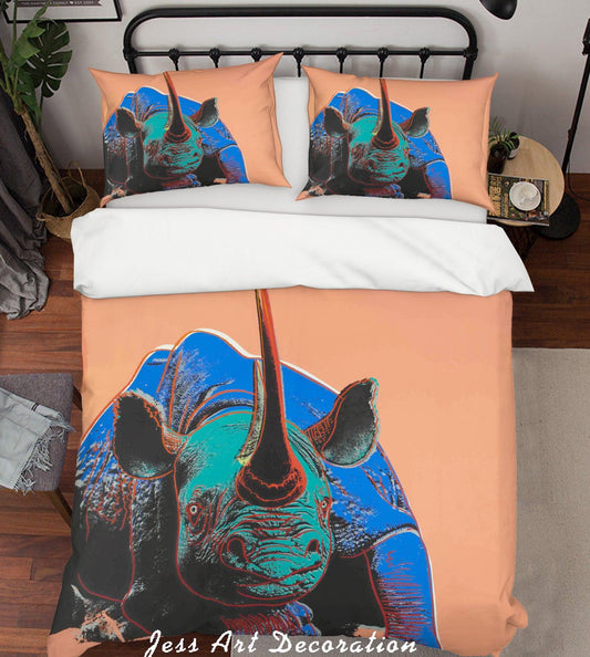 3D Andy Warhol Colorized Animal Rhinoceros Quilt Cover Set Bedding Set Duvet Cover Pillowcases  ZY D11