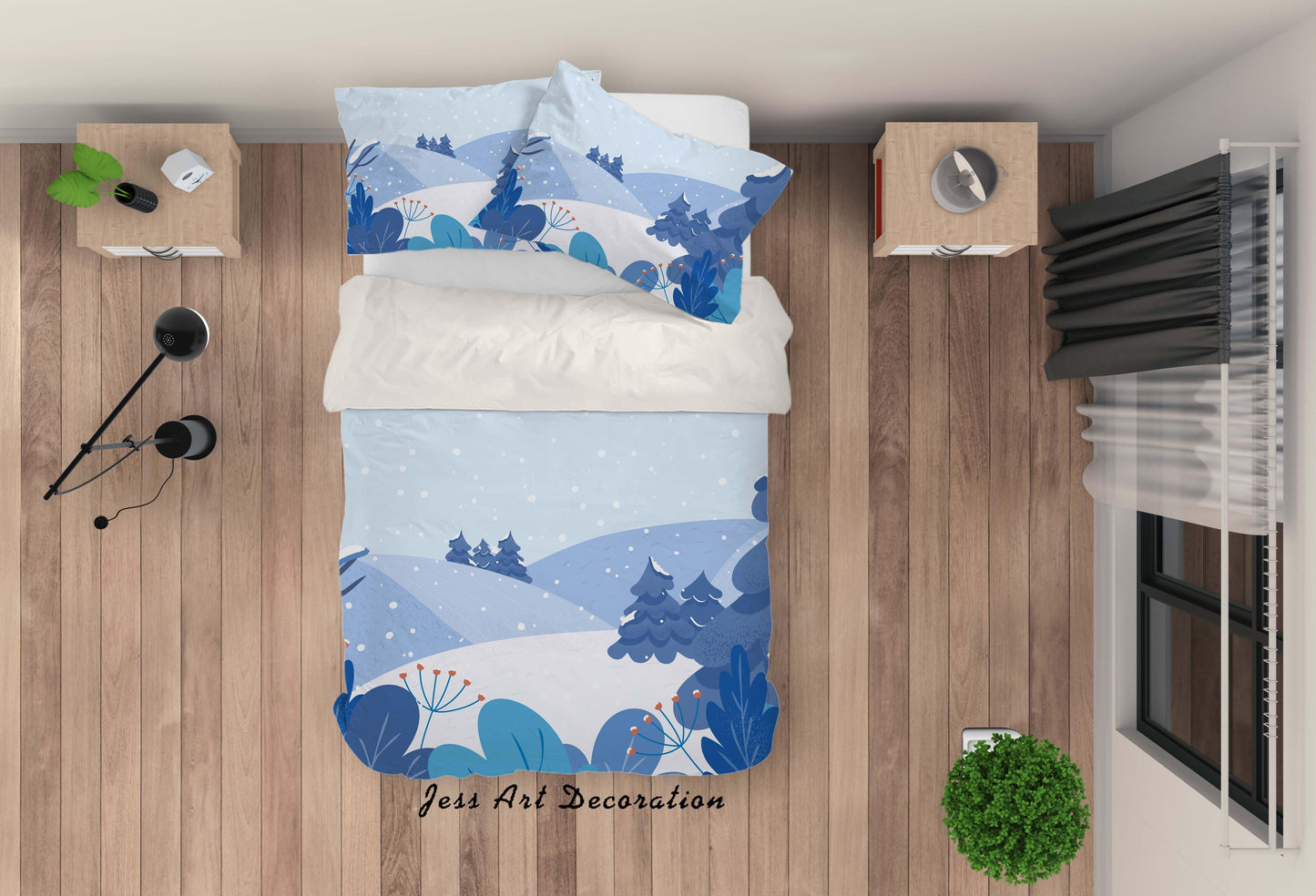 3D Blue Hill Floral Pine Quilt Cover Set Bedding Set Pillowcases 83