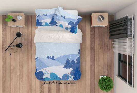 3D Blue Hill Floral Pine Quilt Cover Set Bedding Set Pillowcases 83