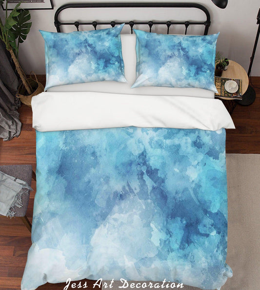 3D Blue Watercolor Quilt Cover Set Bedding Set Pillowcases 11