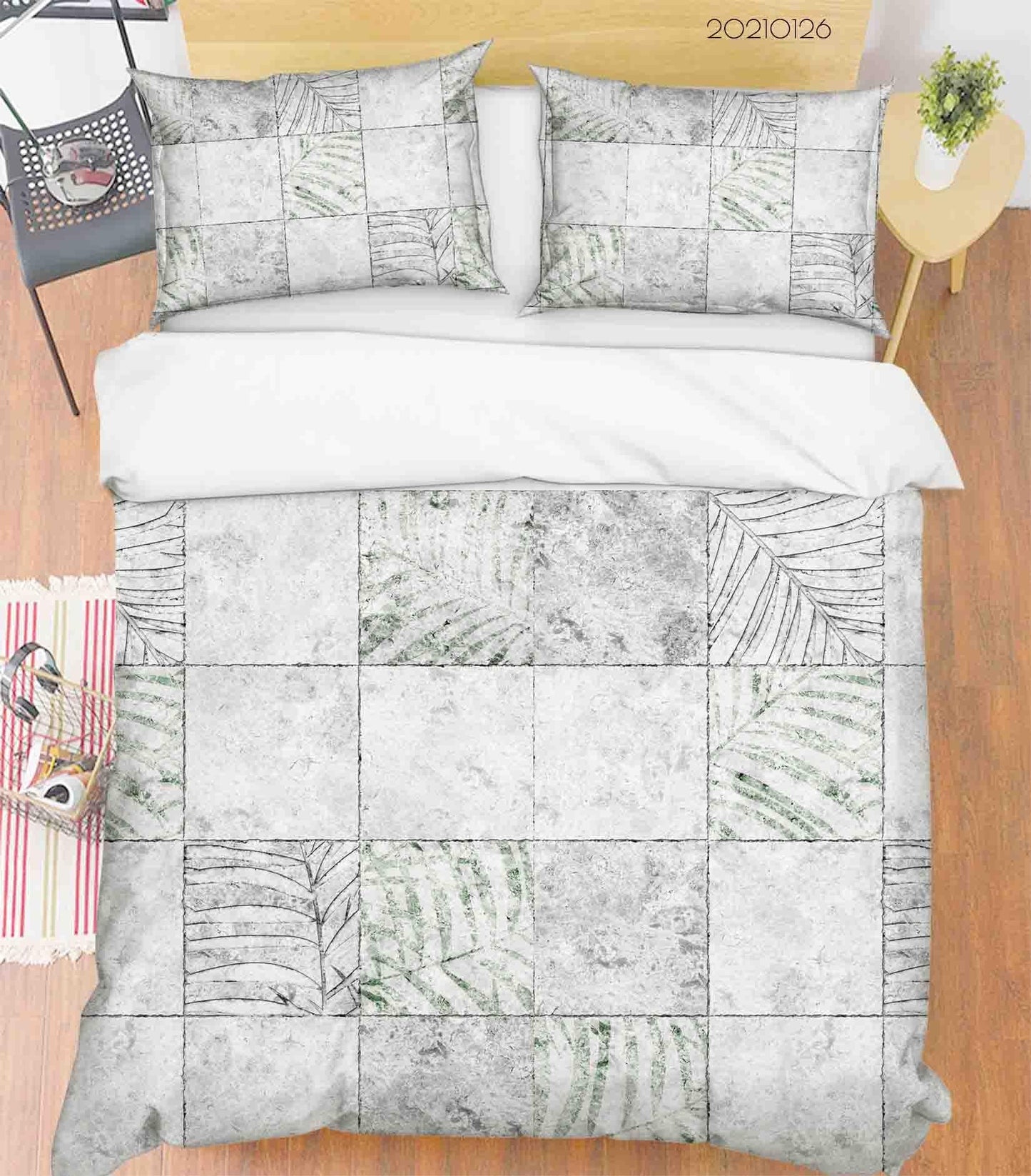 3D Abstract Marble Leaf Quilt Cover Set Bedding Set Duvet Cover Pillowcases 11