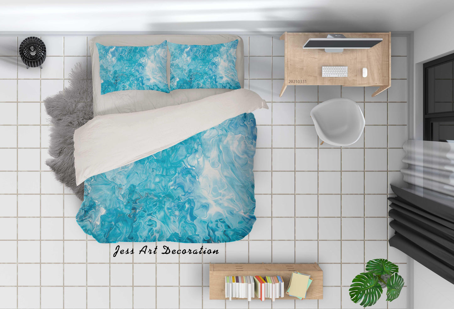 3D Abstract Blue Marble Texture Quilt Cover Set Bedding Set Duvet Cover Pillowcases 272