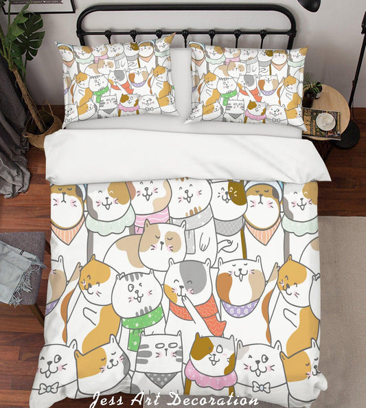 3D Cartoon Cats Pattern Quilt Cover Set Bedding Set Pillowcases 76