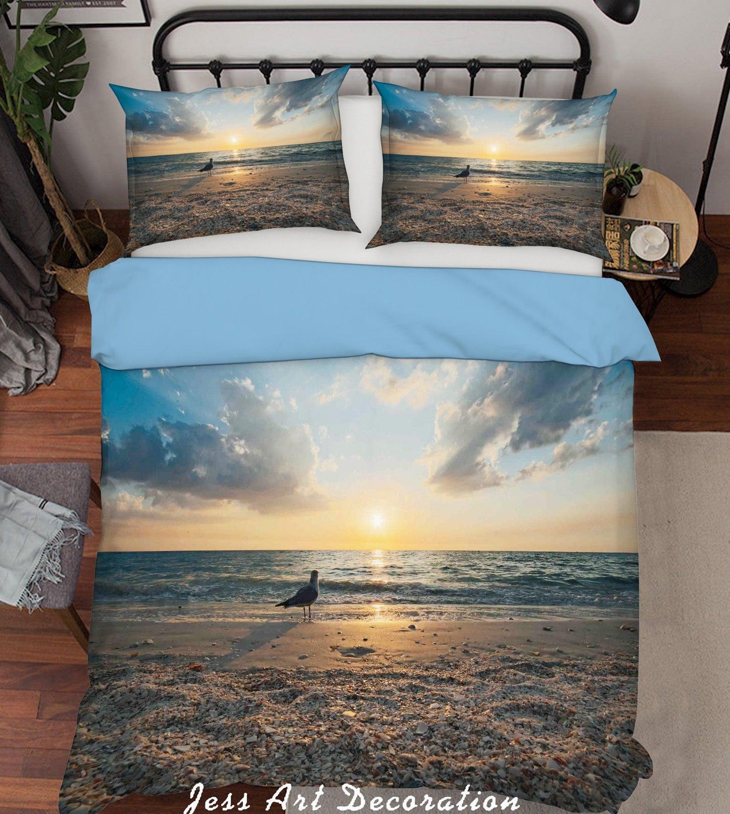 3D  Bird Seaside Setting Sun Scenery Quilt Cover Set Bedding Set Pillowcases 68