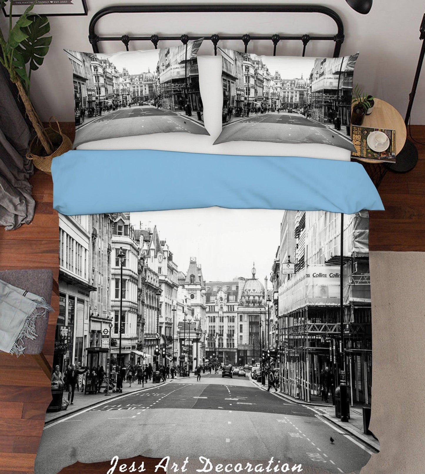 3D Black White Old City Quilt Cover Set Bedding Set Pillowcases 64