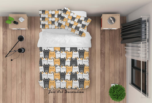 3D Cartoon Cat Quilt Cover Set Bedding Set Duvet Cover Pillowcases LXL 44