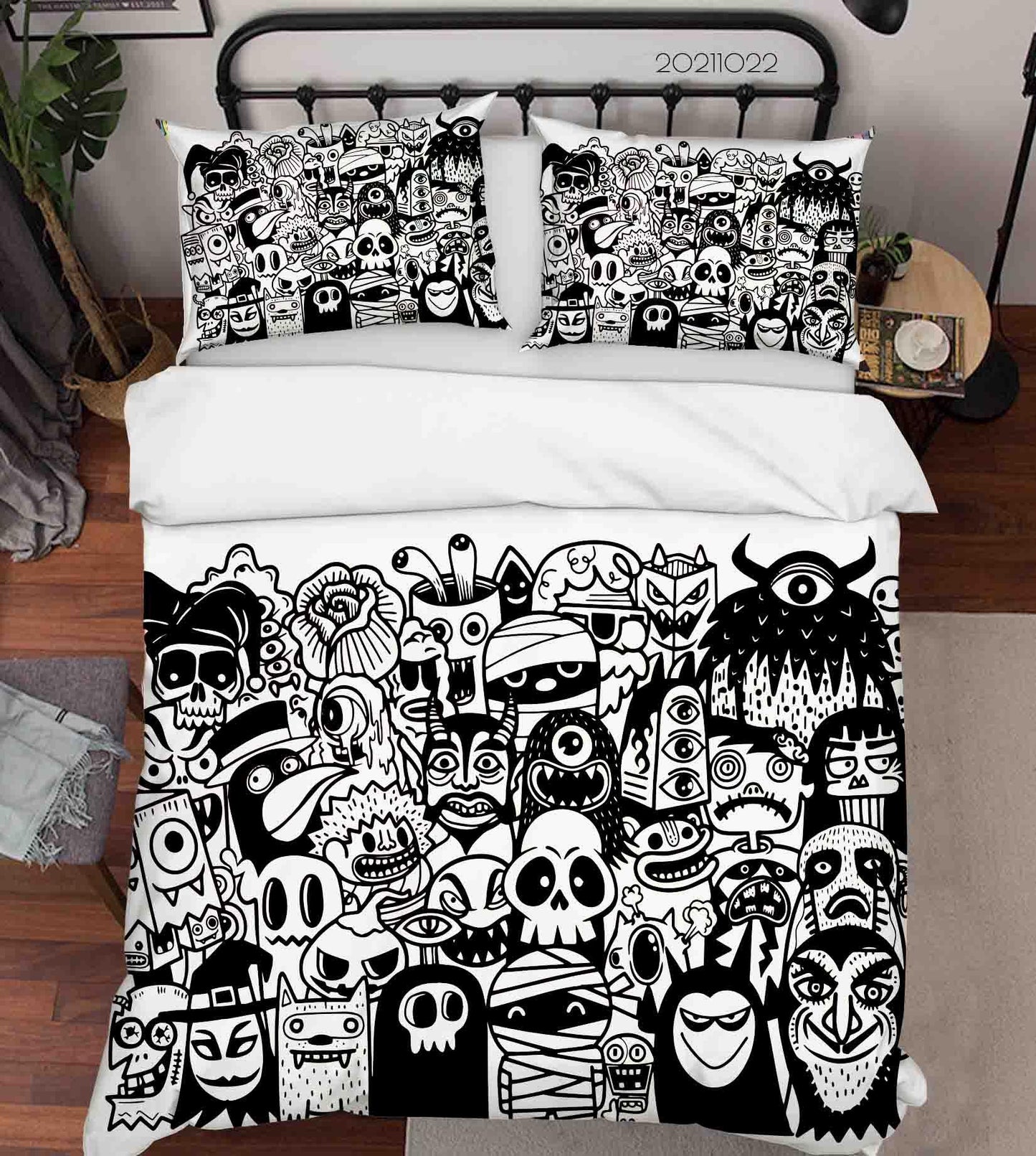 3D Black Monster Doodle Quilt Cover Set Bedding Set Duvet Cover Pillowcases 84