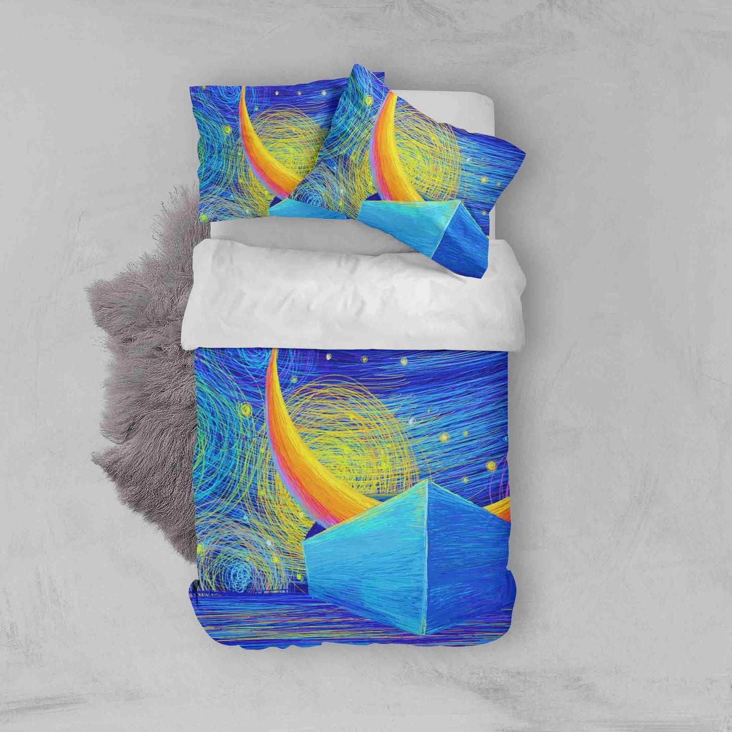 3D Blue Moon Cube Quilt Cover Set Bedding Set Pillowcases 142