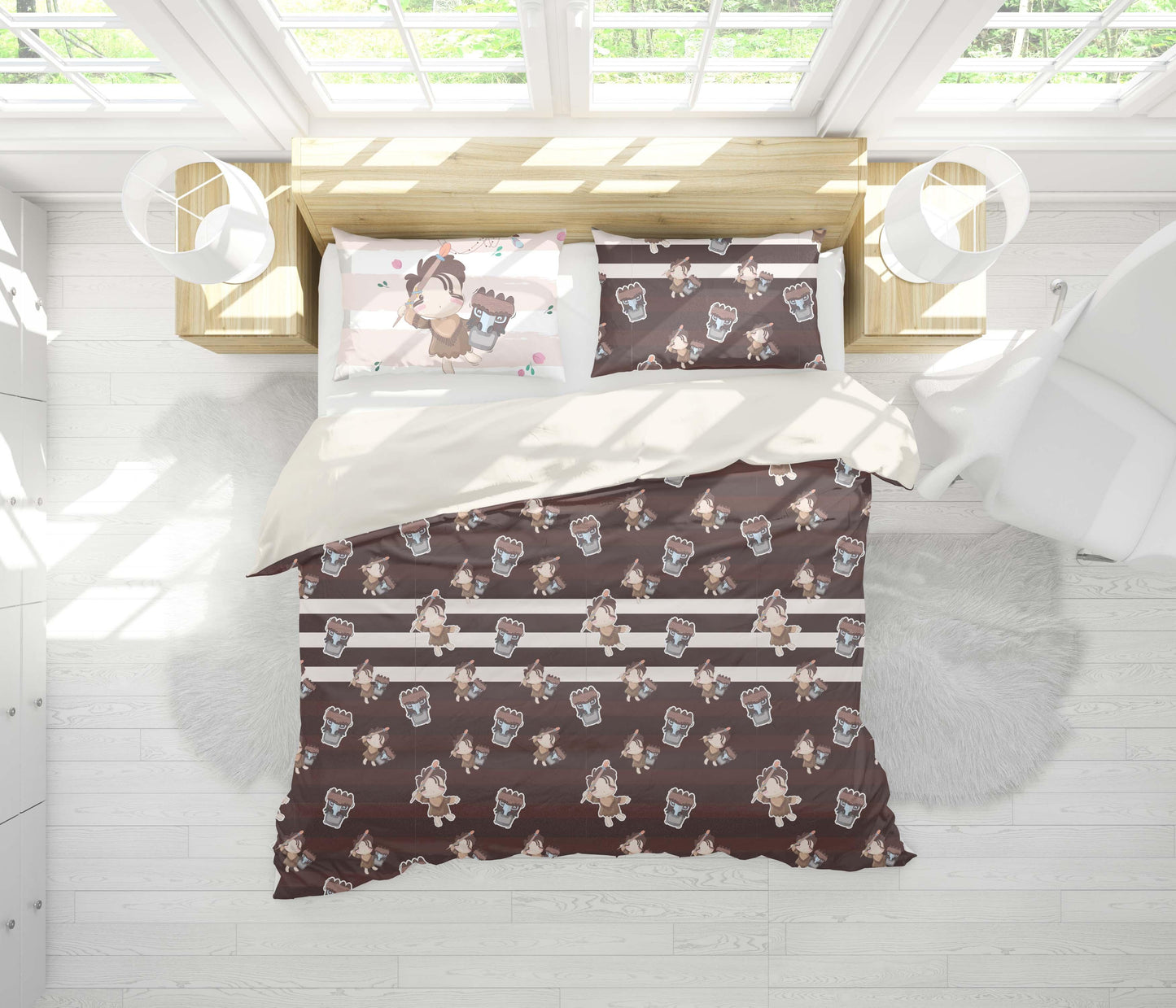 3D Brown Boy Tribe Quilt Cover Set Bedding Set Pillowcases 37