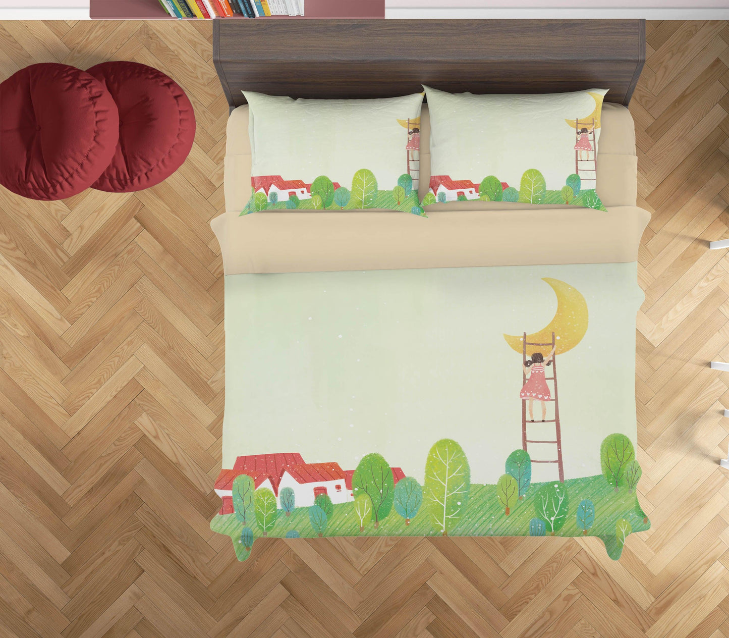 3D Cartoon Moon Tree House Quilt Cover Set Bedding Set Duvet Cover Pillowcases A575 LQH