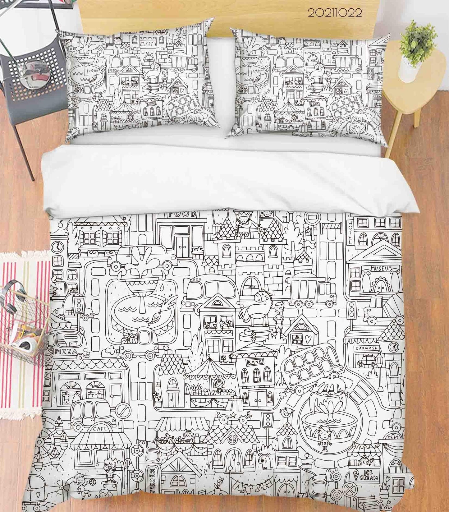 3D Cartoon Illustration Doodle Quilt Cover Set Bedding Set Duvet Cover Pillowcases 51