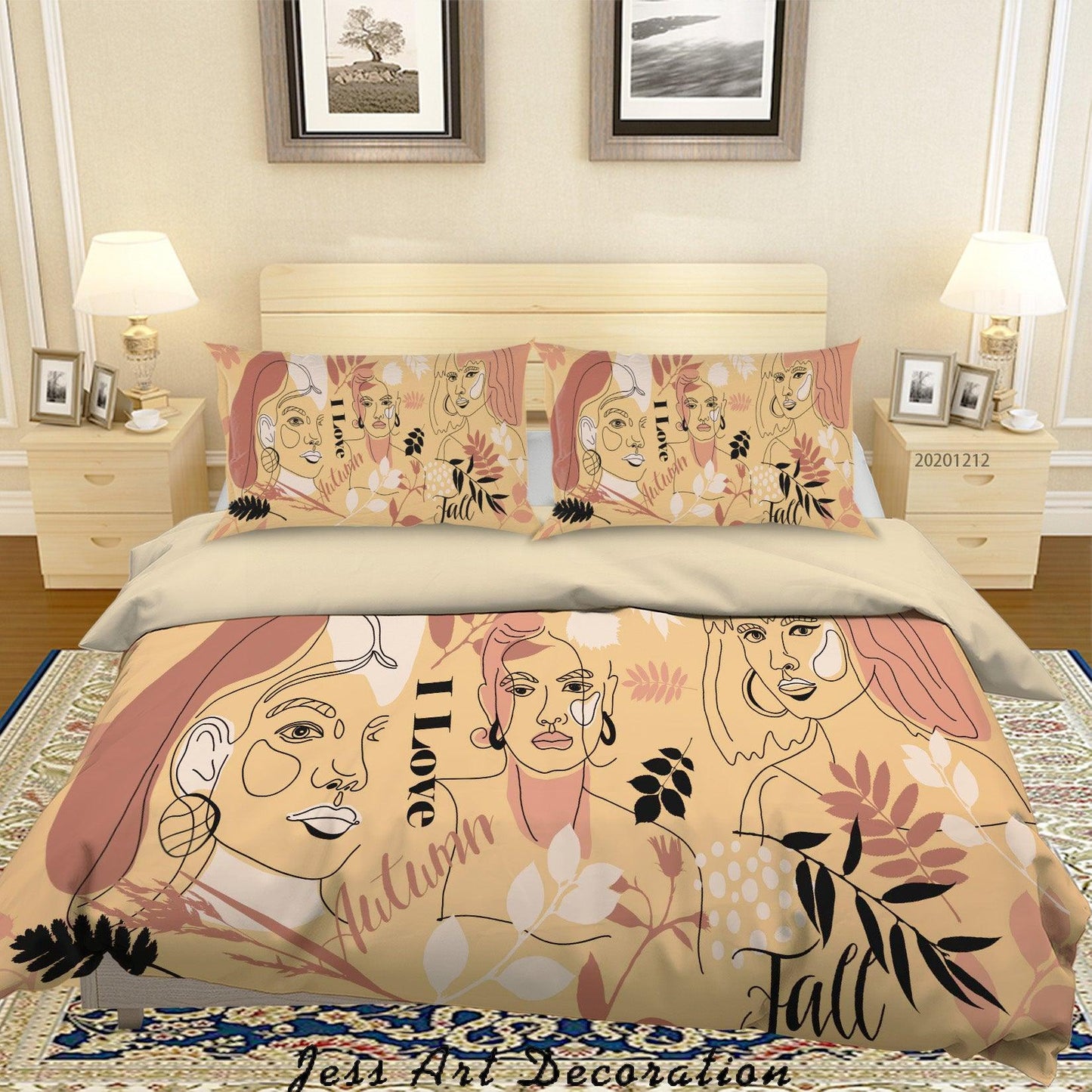3D Abstract Girl Face Leaves Plant Quilt Cover Set Bedding Set Duvet Cover Pillowcases LXL