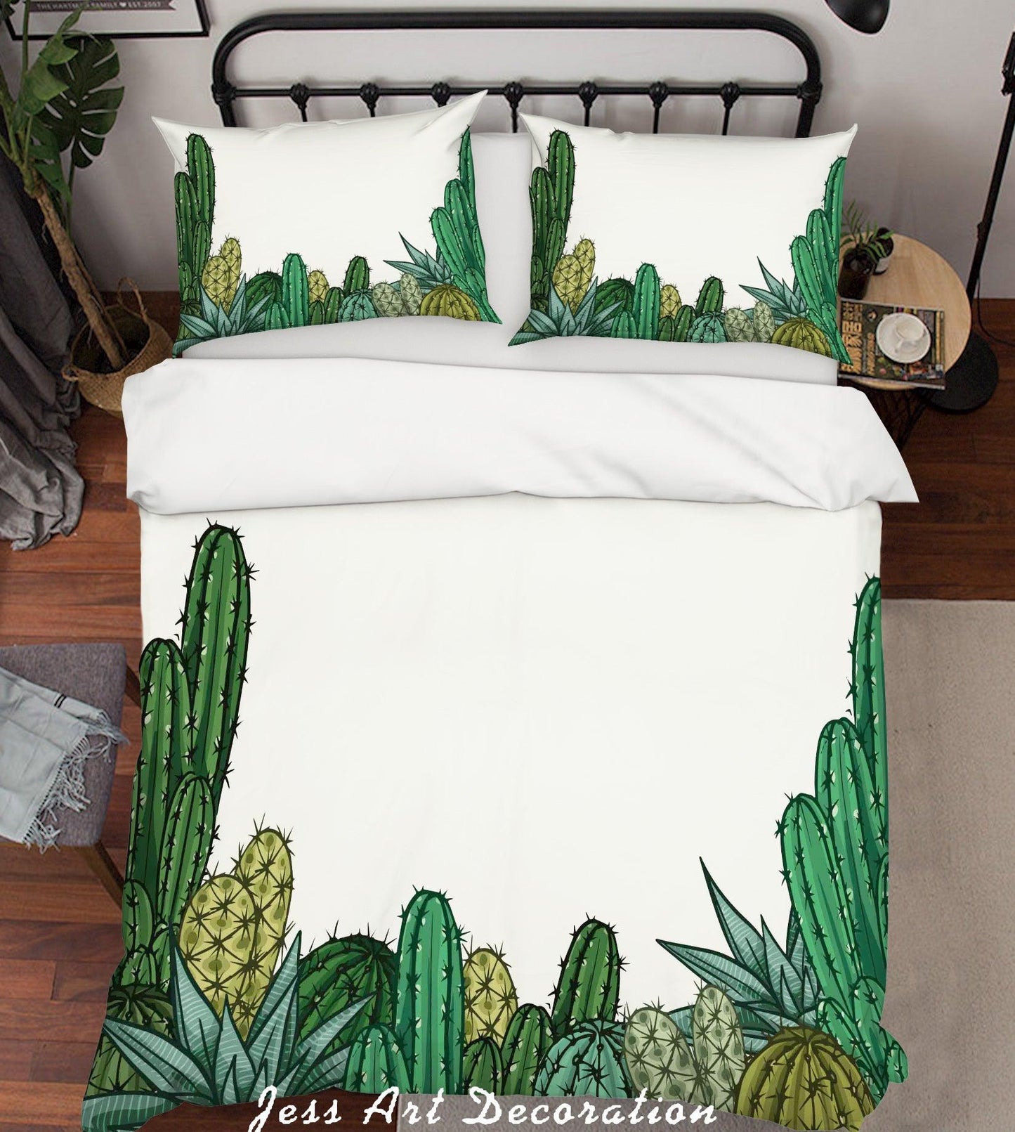 3D Cactus White Quilt Cover Set Bedding Set Pillowcases 253