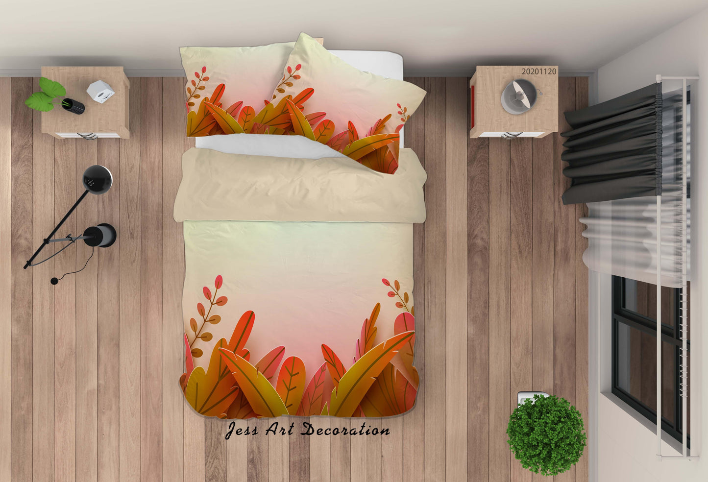 3D Autumn Leaves Plant Quilt Cover Set Bedding Set Duvet Cover Pillowcases LXL