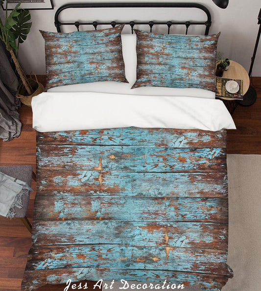 3D Blue Board Quilt Cover Set Bedding Set Pillowcases 09