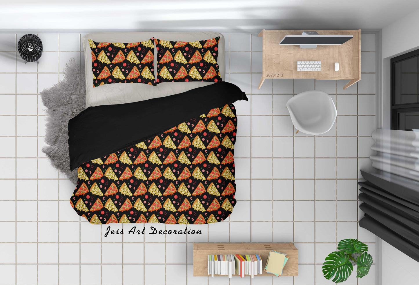 3D Cartoon Hand Drawn Colorful Pizza Pattern Quilt Cover Set Bedding Set Duvet Cover Pillowcases LXL