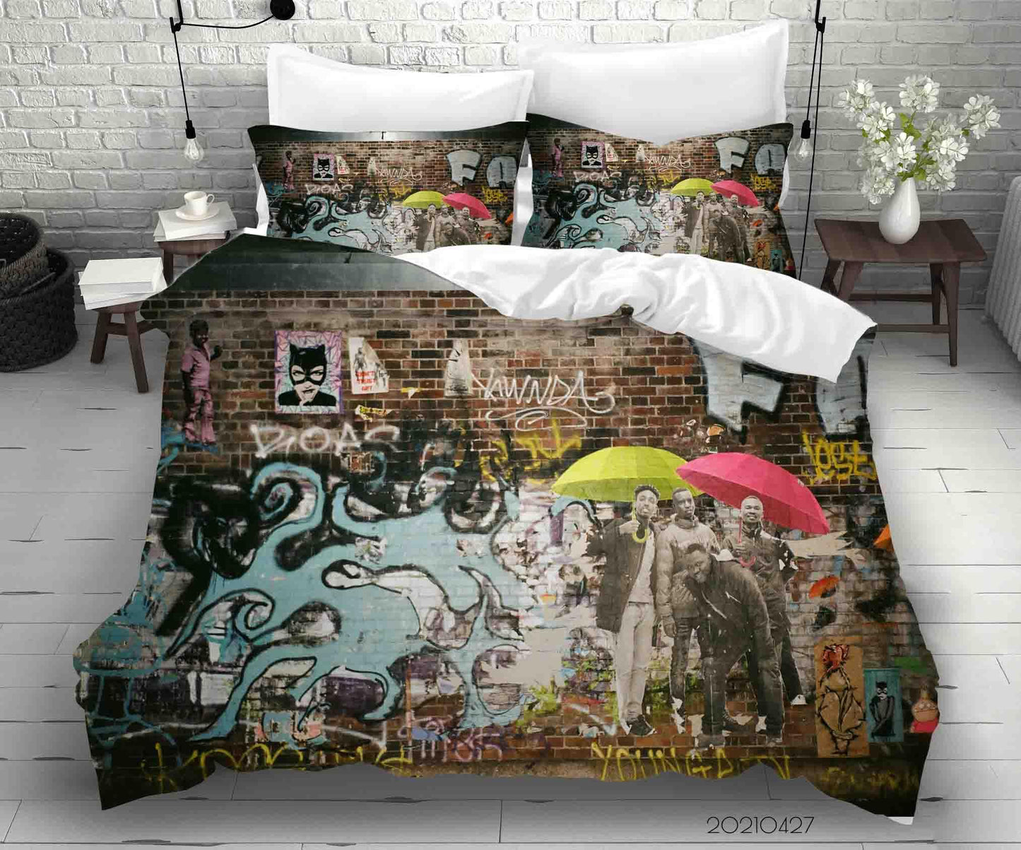3D Abstract Street Color Graffiti Quilt Cover Set Bedding Set Duvet Cover Pillowcases 95