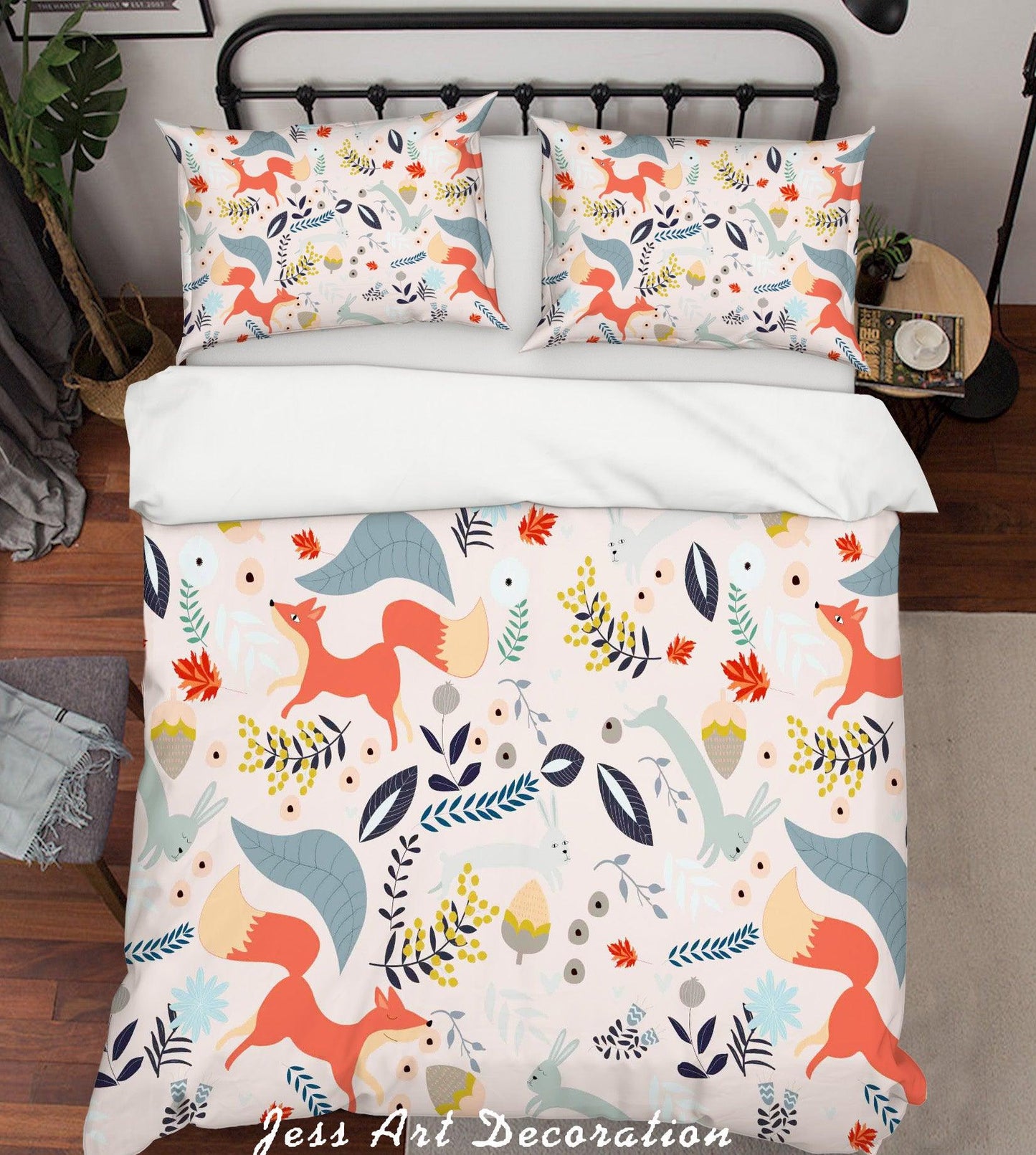3D Cartoon Fox Leaf Quilt Cover Set Bedding Set Pillowcases 135