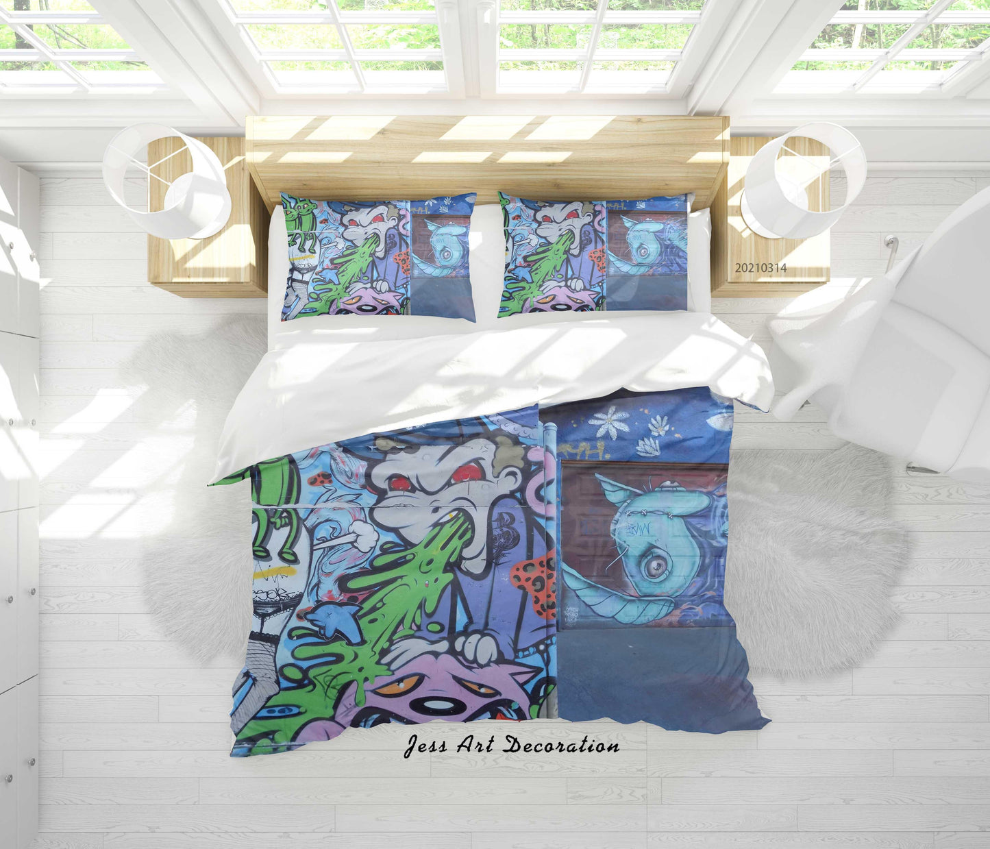3D Abstract Street Graffiti Artist Works Quilt Cover Set Bedding Set Duvet Cover Pillowcases 120