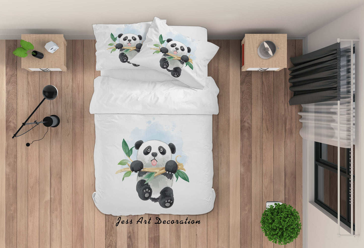 3D Cartoon Panda Quilt Cover Set Bedding Set Duvet Cover Pillowcases SF43