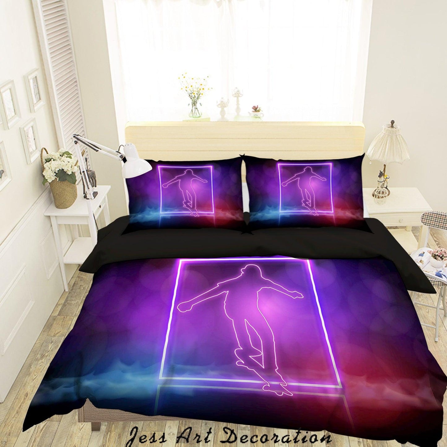 3D Abstract Skateboarder Quilt Cover Set Bedding Set Duvet Cover Pillowcases A036 LQH