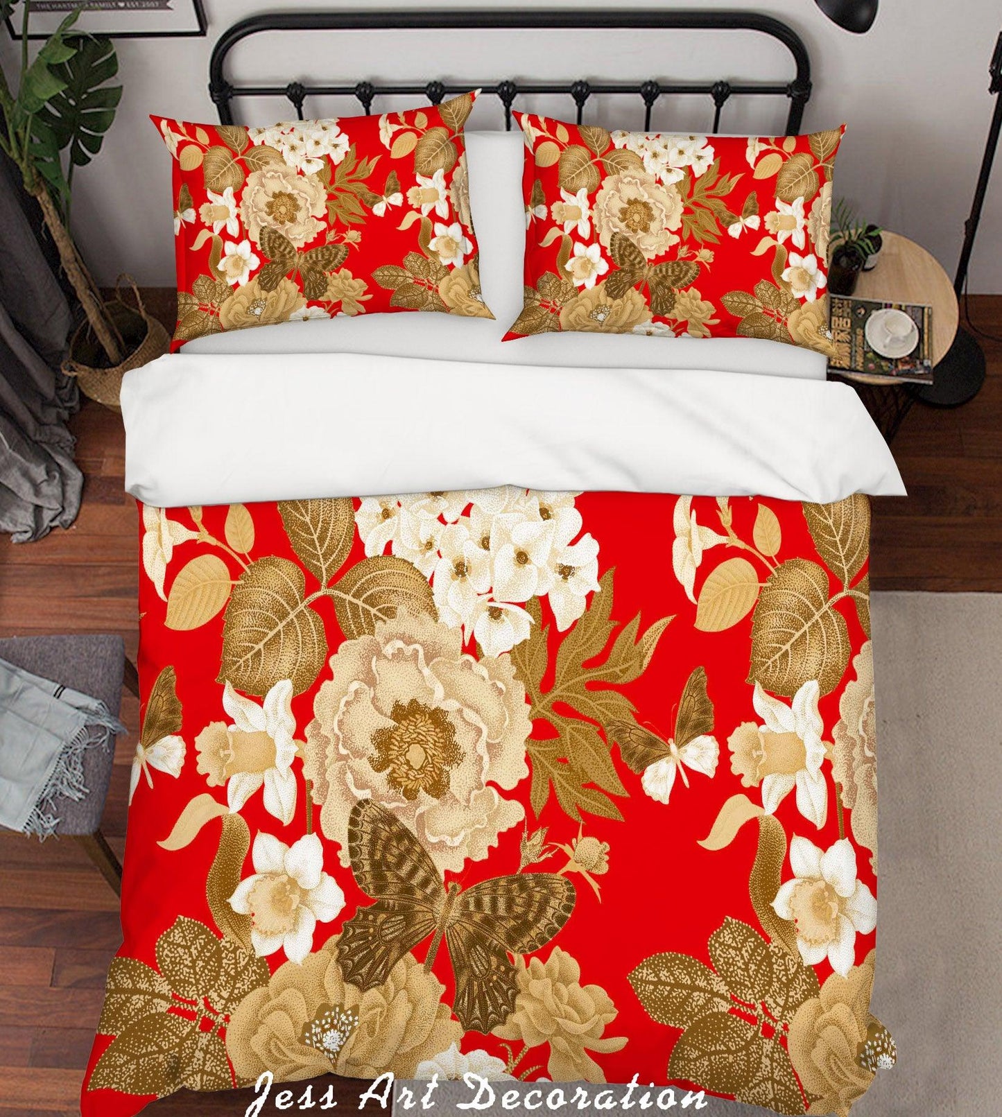3D Cartoon Floral Red Quilt Cover Set Bedding Set Pillowcases 177