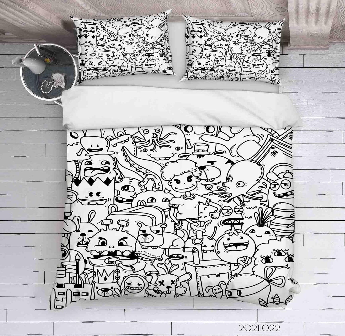 3D Abstract Monster Graffiti Quilt Cover Set Bedding Set Duvet Cover Pillowcases 50