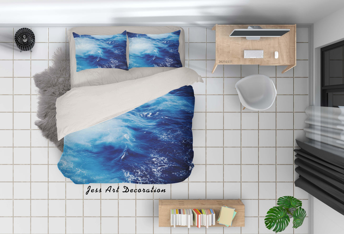 3D Blue Sea Wave Quilt Cover Set Bedding Set Duvet Cover Pillowcases 190