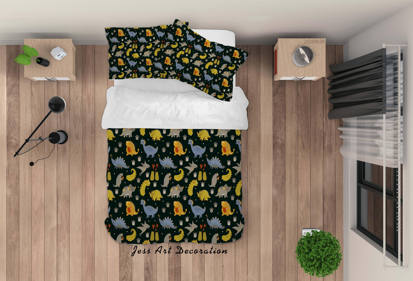 3D Black Dinosaur Quilt Cover Set Bedding Set Duvet Cover Pillowcases SF21
