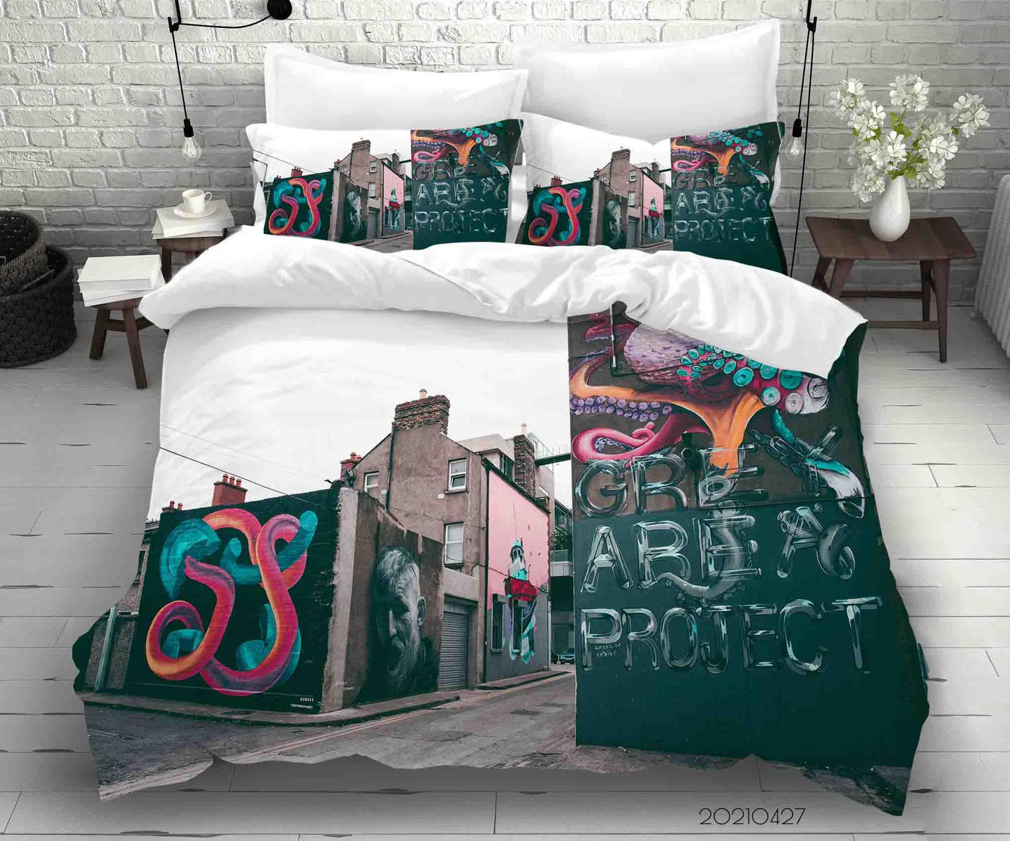 3D Abstract Art Street Graffiti Quilt Cover Set Bedding Set Duvet Cover Pillowcases 98
