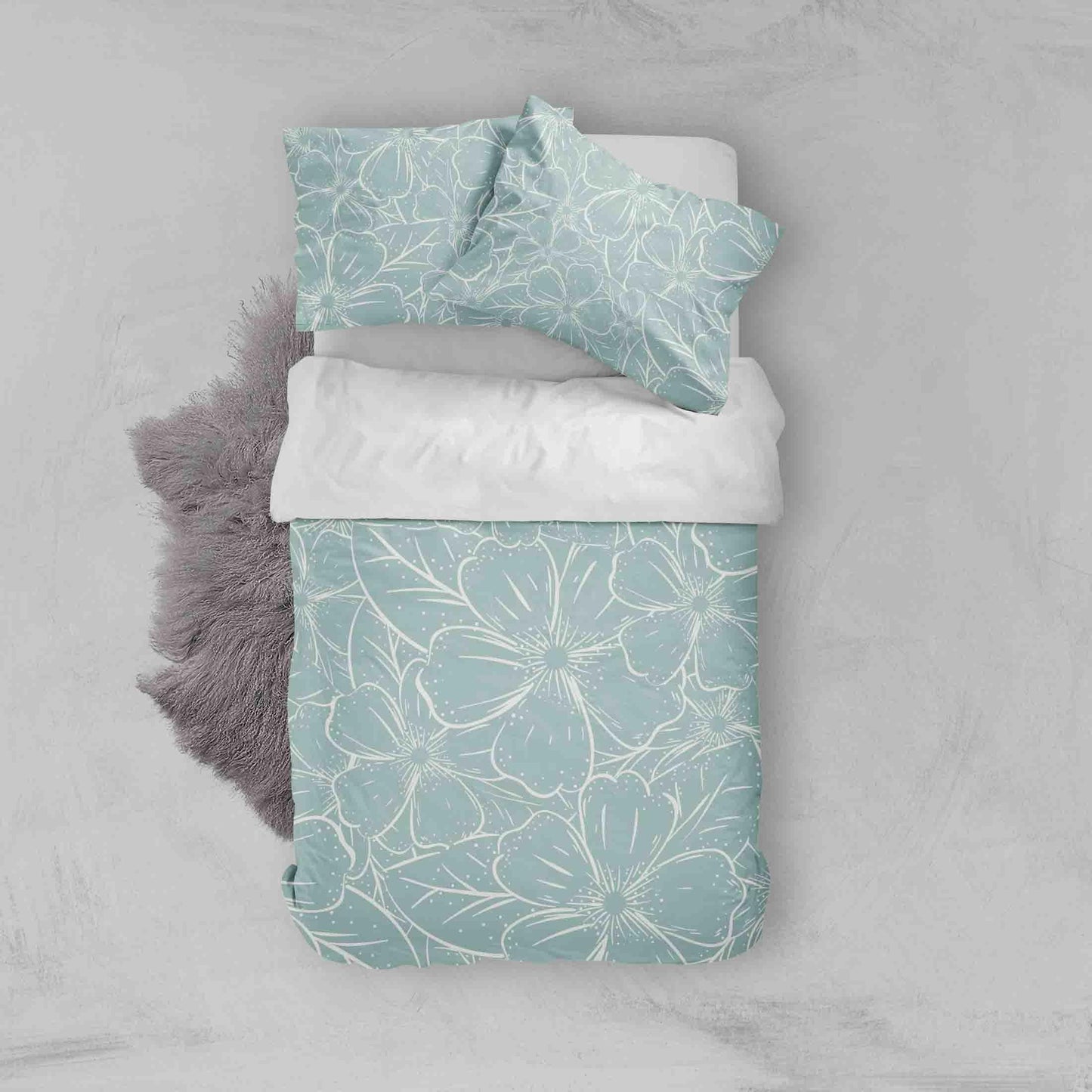 3D Blue Floral Quilt Cover Set Bedding Set Pillowcases 63