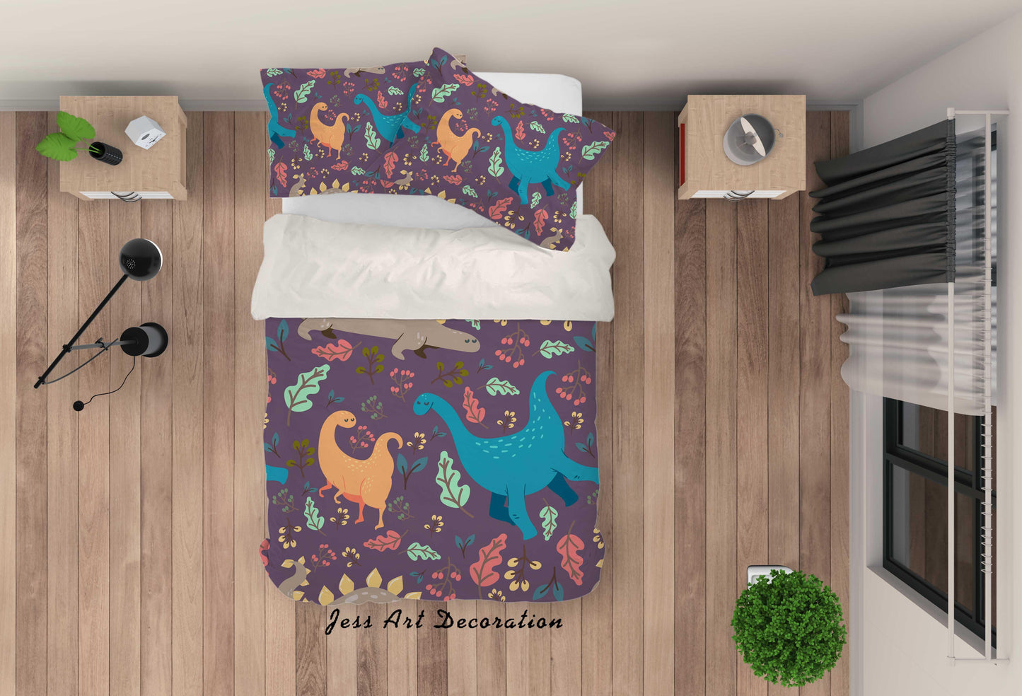 3D Cartoon Dinosaur Quilt Cover Set Bedding Set Pillowcases 72