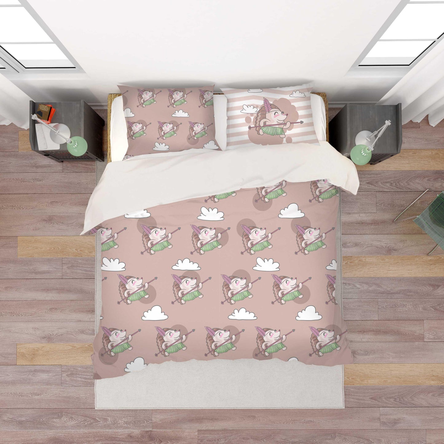 3D Cartoon Animal Pink Quilt Cover Set Bedding Set Pillowcases 94