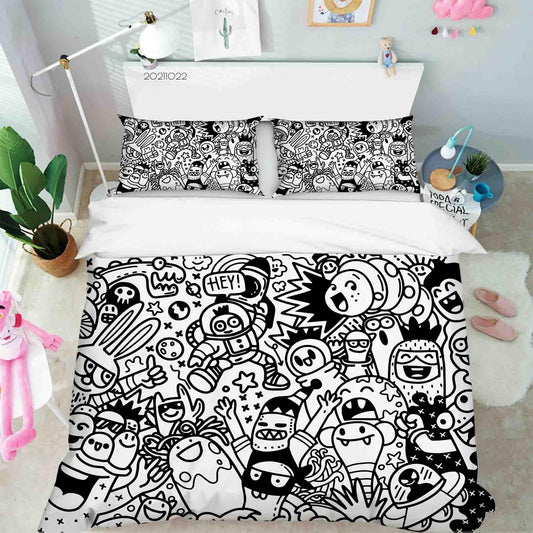 3D Abstract Monster Graffiti Quilt Cover Set Bedding Set Duvet Cover Pillowcases 9