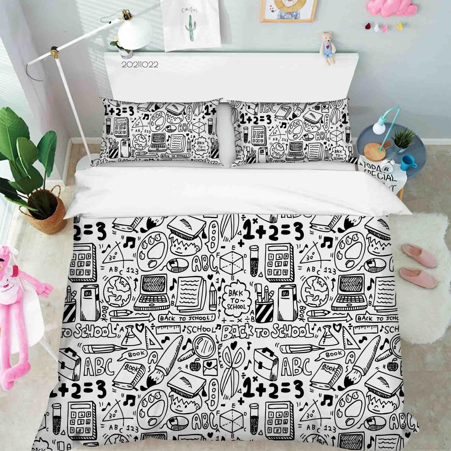 3D Abstract School Supplies Graffiti Quilt Cover Set Bedding Set Duvet Cover Pillowcases 64