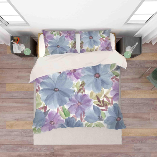 3D Blue Purple Floral Quilt Cover Set Bedding Set Pillowcases 95