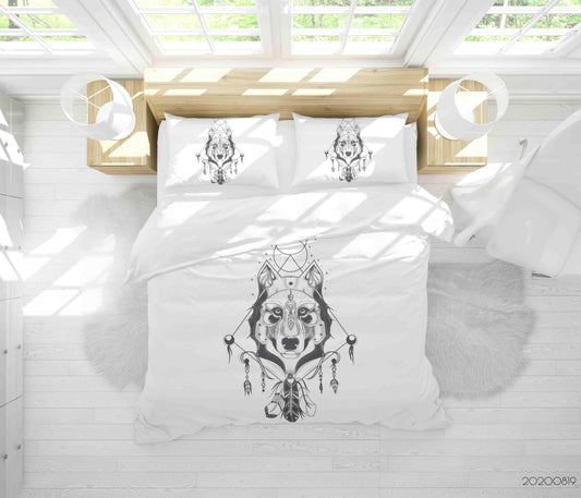 3D Abstract Wolf Dreamcatcher Quilt Cover Set Bedding Set Duvet Cover Pillowcases LXL