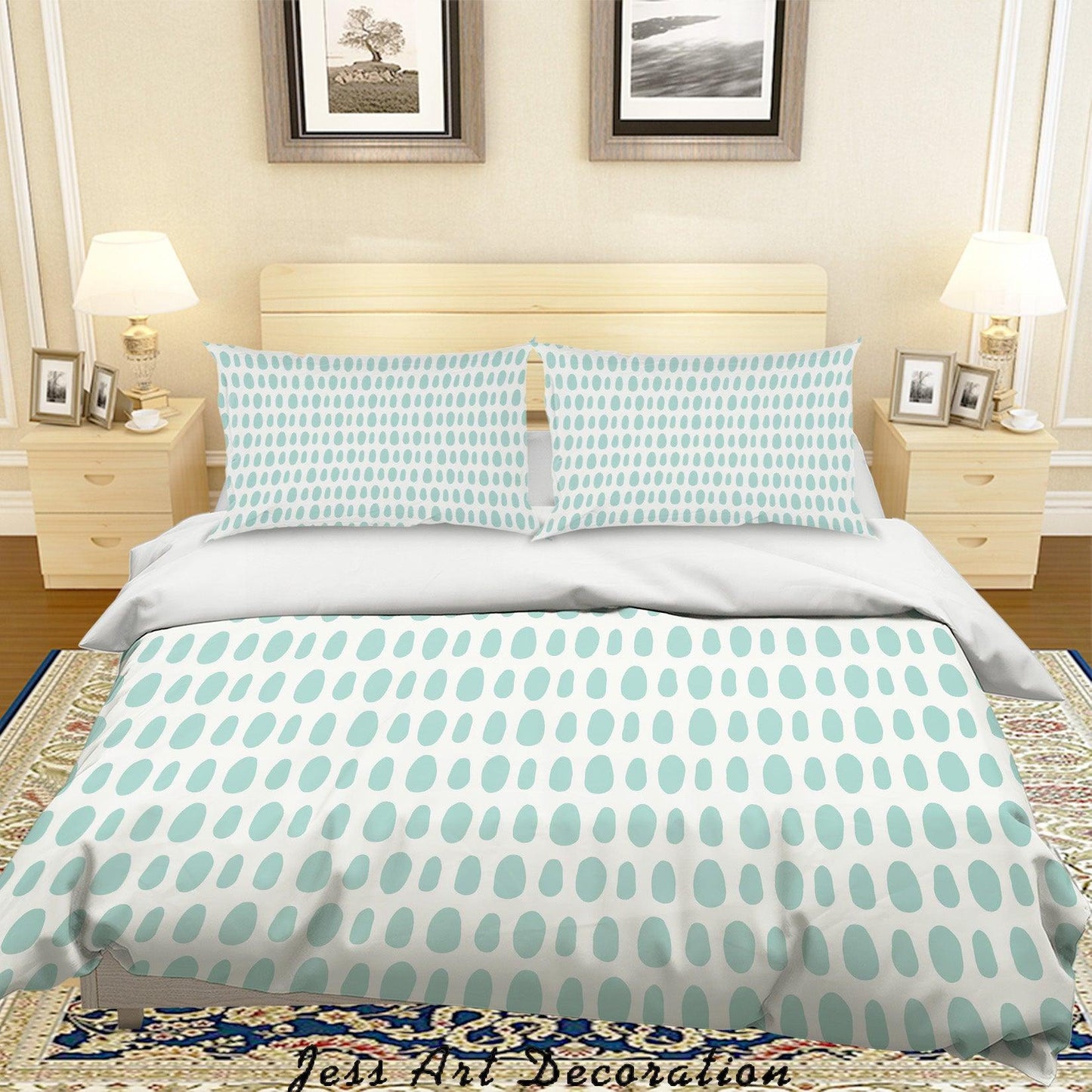 3D Blue Oval Quilt Cover Set Bedding Set Duvet Cover Pillowcases SF117