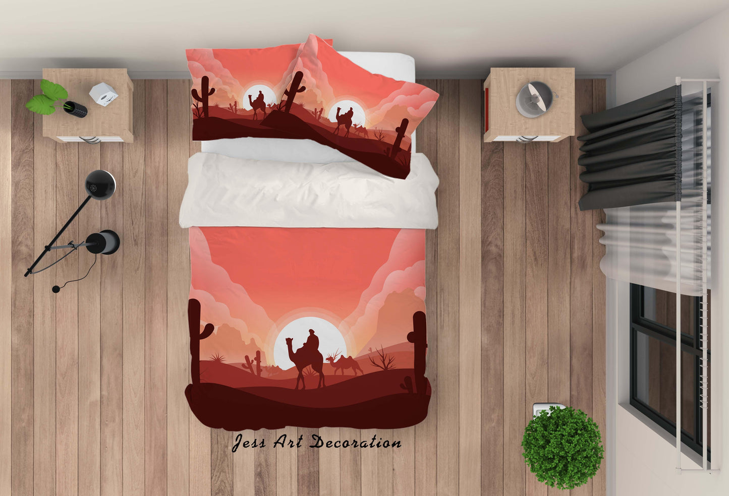 3D Cartoon Desert Cactus Quilt Cover Set Bedding Set Pillowcasesn 94