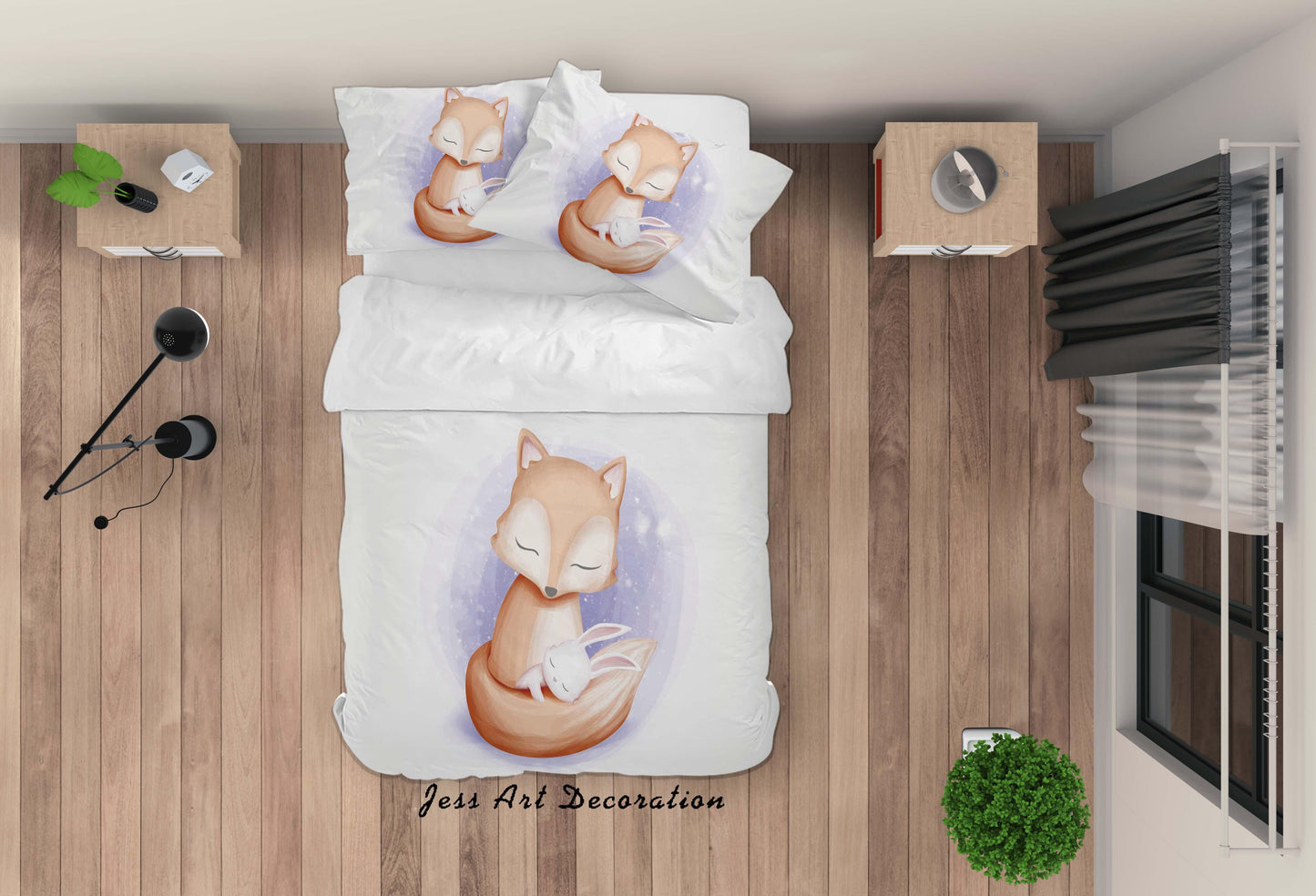 3D Cartoon Fox Rabbit Quilt Cover Set Bedding Set Duvet Cover Pillowcases SF72