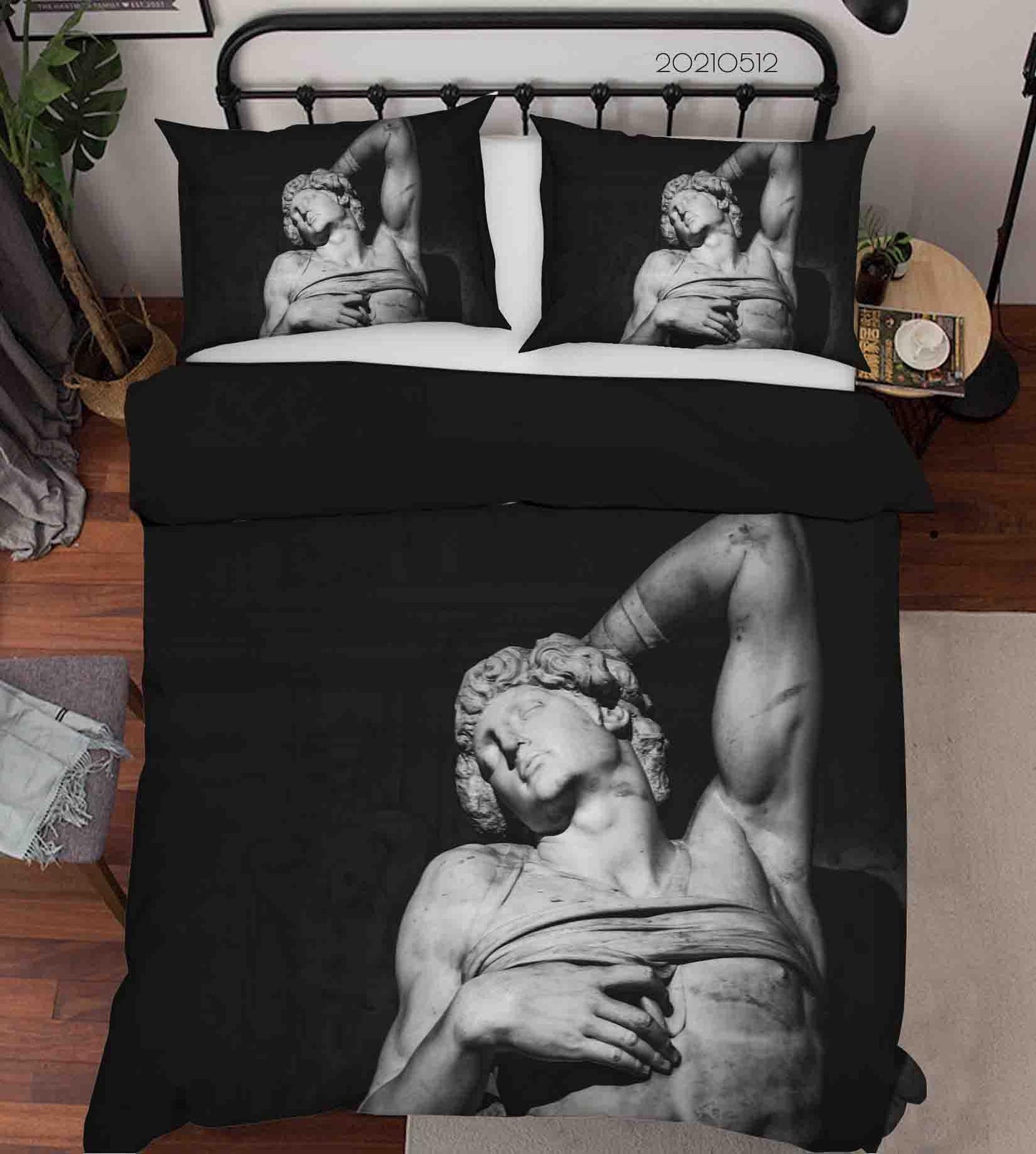 3D Art Sculpture Black Quilt Cover Set Bedding Set Duvet Cover Pillowcases 244