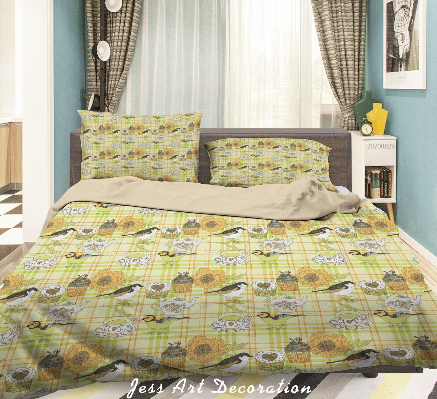 3D Abstract Hand Draw Cartoon Floral Pattern Quilt Cover Set Bedding Set Duvet Cover Pillowcases WJ 3542