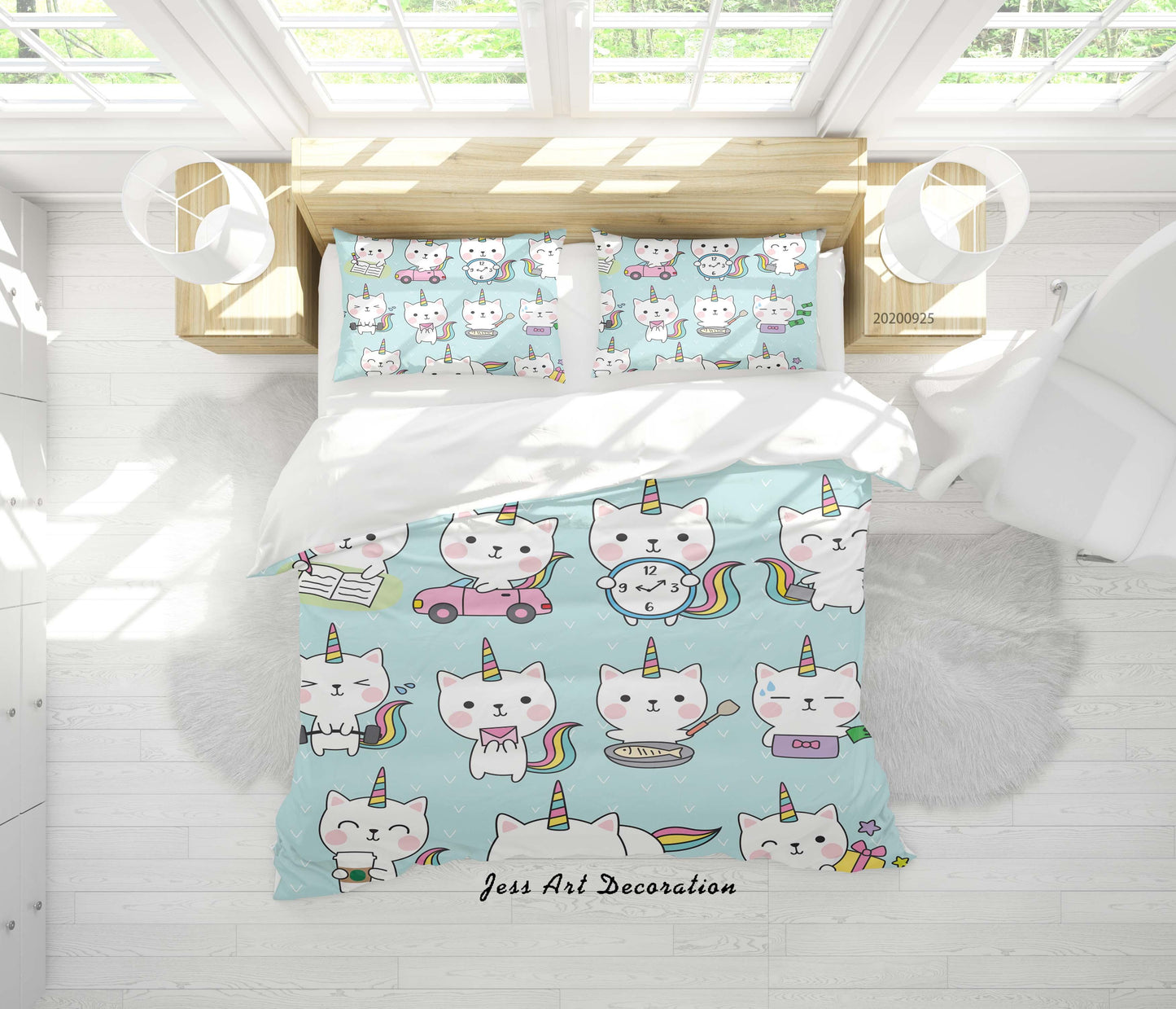 3D Cartoon Animal Cat Pattern Quilt Cover Set Bedding Set Duvet Cover Pillowcases WJ 6481