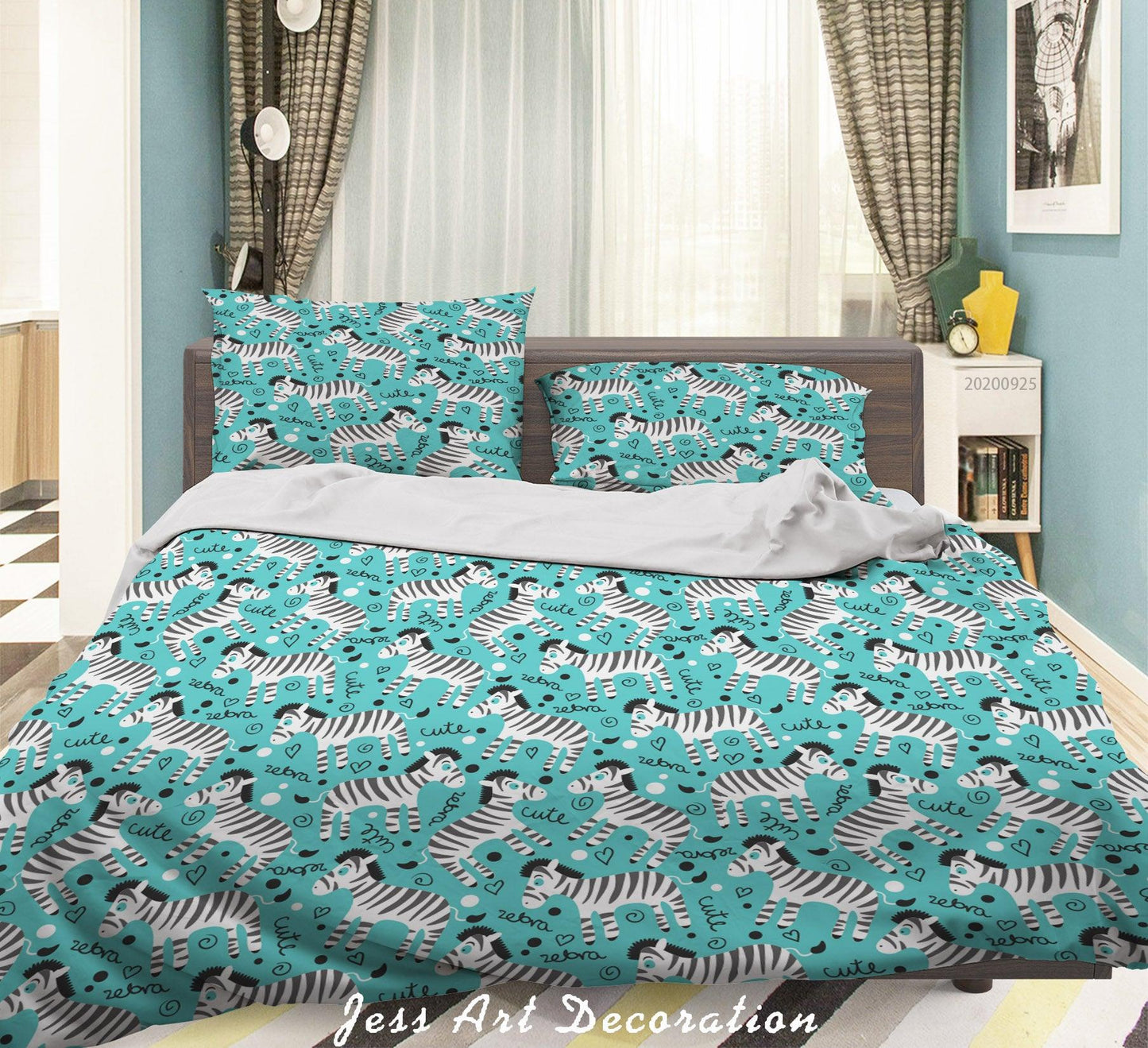 3D Cartoon Animal Zebra Pattern Quilt Cover Set Bedding Set Duvet Cover Pillowcases WJ 6465
